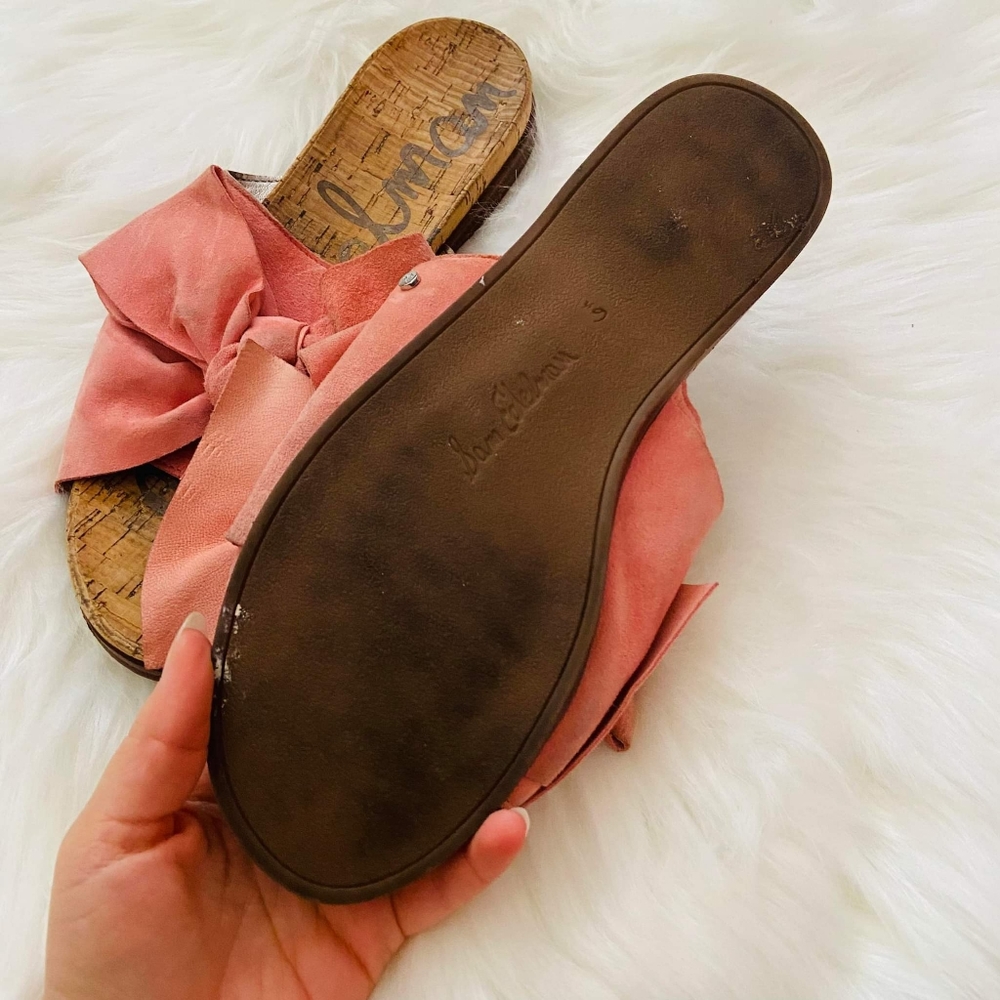 Sam Edelman Suede Giant Bow Leather Slip On Sandals - Picture 2 of 4